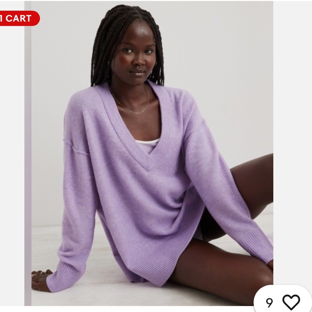Aerie Light Purple V-Neck Sweater